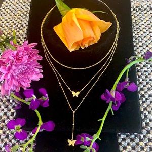 🦋14K Gold -plated Butterfly layered Necklace🦋❣️